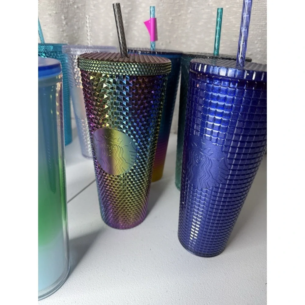 9 LIMITED EDITION STARBUCKS TUMBLER Cups Water LOT STUDDED JEWELED with straws